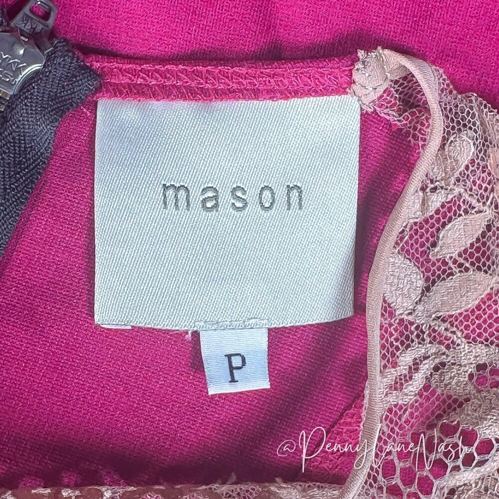 Mason Pink Bodycon Dress With Nude Lace Trim - Picture 5 of 10